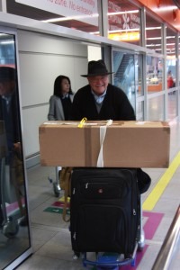 photo: Torah clearing customs with Rabbi Haim Dov Beliak, Executive Director of Friends of Jewish Renewal in Poland