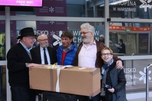 photo: Torah on Polish side; Haim, Lech, Piotr (President of BP) Joe and Loraine